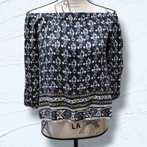 Madewell 100% Silk Gardenhouse Off-the-Shoulder Top in Abstract Floral Size S